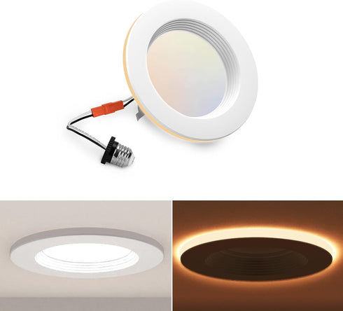 POWERASIA 1 Pack 4 Inch LED Can Lights with Night Light, 5CCT