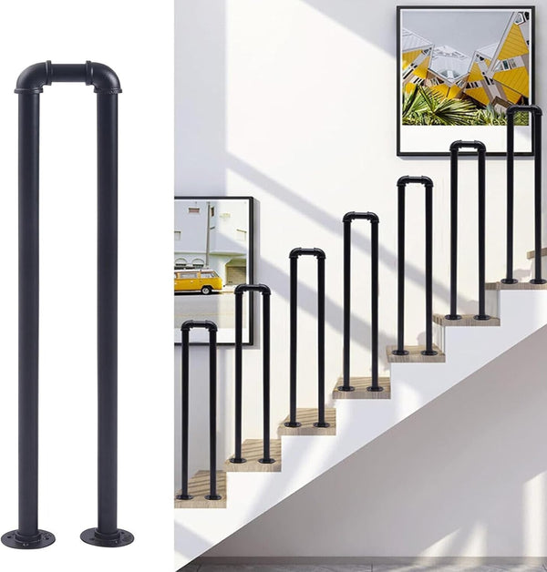 PAUANI Industrial U-Shaped Stair Handrail - Safety Transitional Step Non-Slip Stairs Railing, Villa