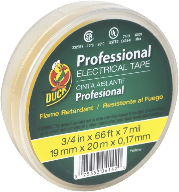 Duck Brand Professional Grade Electrical Tape, 3/4-Inch by 66 Feet, Yellow