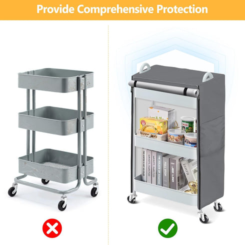 COSHNIBI 17 13" 31" Utility Cart Cover,Dustproof Cover for Rolling Cart with Storage Bag,Waterproof & Dustproof, Fits