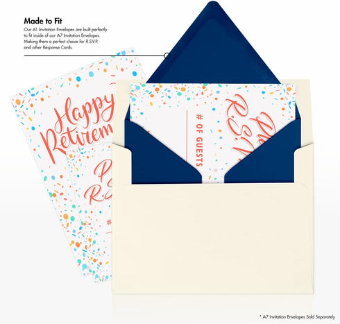 LUXPaper 4Bar A1 Contour Flap Invitation Envelopes | 3 5/8" x 5 1/8" | Navy Blue | 80lb. Text | 50 Qty