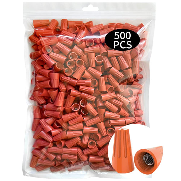 500 Pcs Electrical Wire Caps Connectors, Orange Electric Wire Screw Terminals Splice Twist Nuts Screw Connector