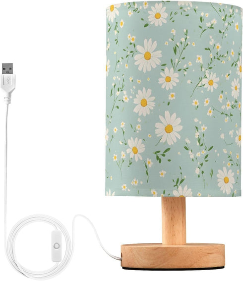 ALAZA Bedside Table Lamp for Bedroom Daisy Floral Nightstand LED Light Lamps