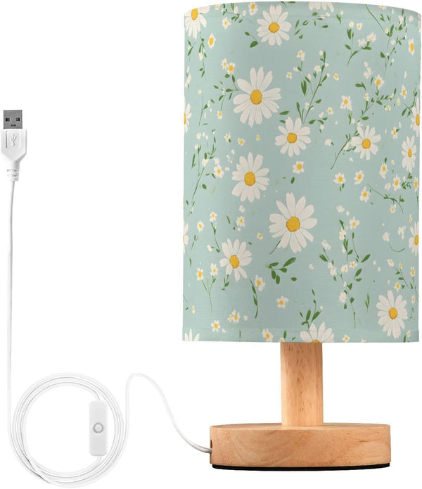 ALAZA Bedside Table Lamp for Bedroom Daisy Floral Nightstand LED Light Lamps