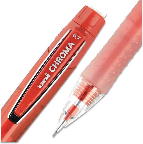 uni-ball CHROMA Mechanical Pencil, 0.7mm, HB #2, Red Barrel, 12 Count