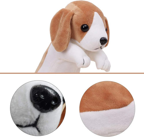 Plush Animal Stationery Cartoon Cute Dog Pencil Case for Teen Girls and Cosmetic Bag, 1 Pack, Color Brown White