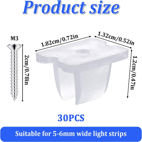 Sliverdew M3 20mm 5mm 6mm 30 LED Strip Holder Waterproof Mounting Clips Mounting Bracket Neon Light Clips Fixing Clamps