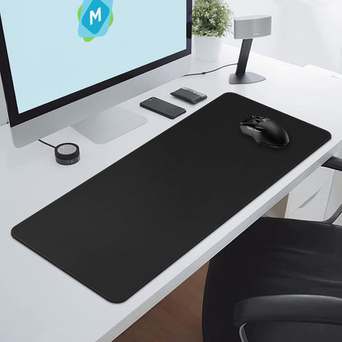 Black Gaming Mouse Pad - Large 31.5 x 11.8 in Computer Pad with Anti-Slip Rubber Base and Stitched Edges