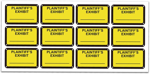 Legal Yellow Plaintiff's Exhibit Stickers - 1.65 X 1 Inches Fluorescent Color-Coded Labels, 300 Stickers Per Pack