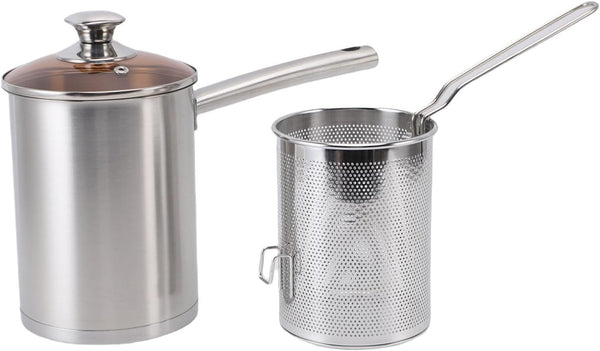 Jwthee Stainless Steel Oil Filter Pot, Large Capacity Bacon Grease Container, Small Deep