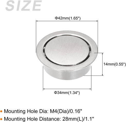 Circular Flush Pull Handle(34mm/1.34") 1Pcs, Zinc Alloy Recessed Pull Handle with Screws - for Drawer Sliding Door, Dark Silver by METALLIXITY