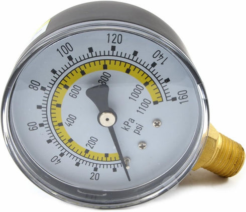 Forney 75554 Pressure Gauge, Bottom Mount, Air Line, 2-1/4-Inch Face, 1/4-Inch NPT, 0-160 PSI