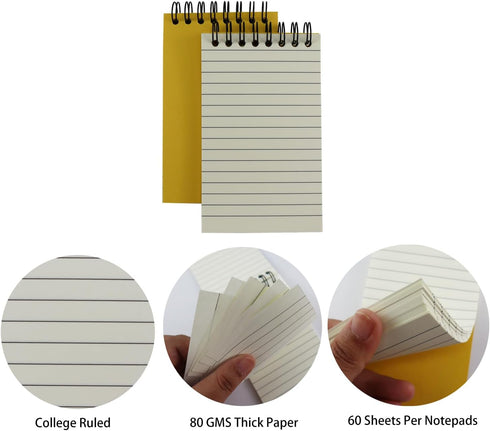 Small Spiral Notebook Set of 16, Mini 3x5 Pocket Notebooks, 60 Sheets Per Notepad, Memo Pads for Work, Home, Office,