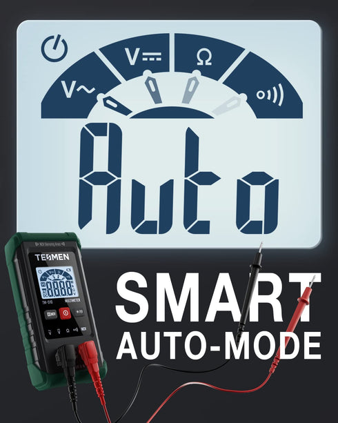 TM-510 Digital Multimeter, 4000 Counts, Smart Measurement, Auto-Ranging Voltmeter; Voltage Tester with Non-Contact