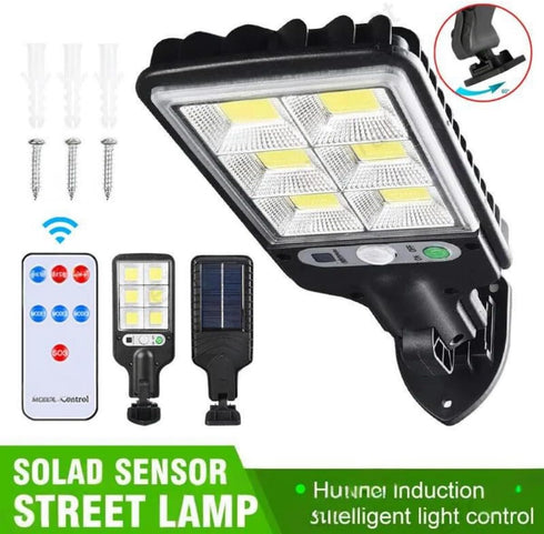 POAHUDT 1200W LED Solar Flood Light Motion Sensor Security Wall Street Yard Outdoor Lamp