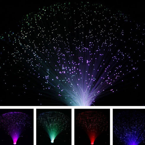 Lixternum Fiber Optic Lamp, LED Colourful Changing Fiber Optic Fountain Night Light, Novelty Battery Powered Bedside