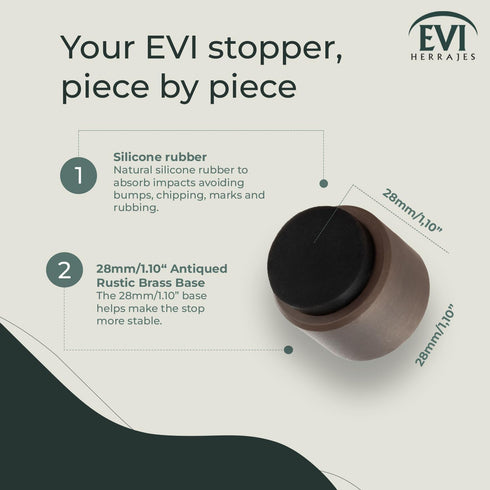 EVI Wall Adhesive Doorstop, 1.1'' X 1.1'', Great Adherence and 100% Functional (Mod. 198/28)