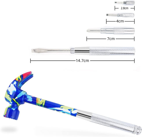 YOUMI 6 in 1 Multifunctional Anti-Corrosion Floral Hammer & Screwdriver Tool Set for Sweetheart (Blue)