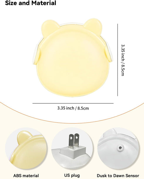 Lurinenna 2-Pack Night Lights Plug into Wall Auto Dusk to Dawn Sensor LED Lights, Cute Nightlight for Girls Bedroom