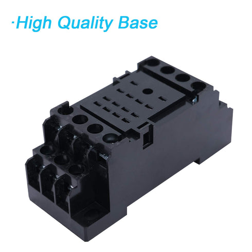 mxuteuk 2pcs HH54P DC 24V Coil 14 Pin 3A 4PDT LED Indicator Electromagnetic Power Relay, with Base, with DIN Rail Slotted Aluminum