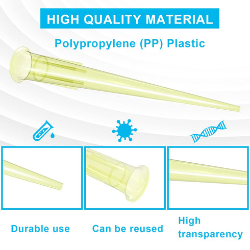 ONiLAB Pipette Tips 200 UL, 1000 PCS Clear Yellow Laboratory Universal Plastic Liquid Tips