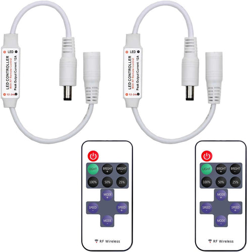 2 Pack LED Light Strip Remote Control Mini RF Wireless LED Controller