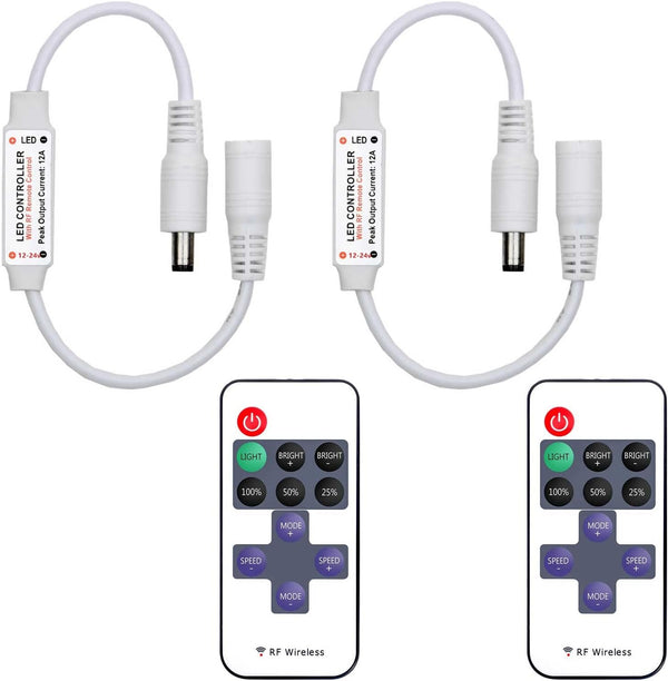 2 Pack LED Light Strip Remote Control Mini RF Wireless LED Controller