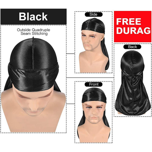 3PCS Silky Stocking Wave Caps, Compression Cap for Men Doo Rag, Award 1 Durag, Regular Style
