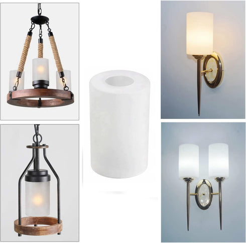 MISUOVERRE 2 pack, 1-5/8-inch 4, 6.5" Frosted Glass Lamp Shade, Pendant Light Shade Cylinder Glass Shade Replacement