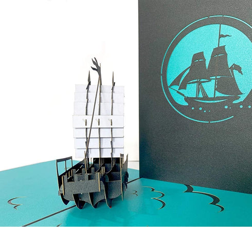 Set of 2 Sailing Boat Pop Up Greeting Cards - Congratulation for Special Day, Valentine's Day, Birthday or Wedding with
