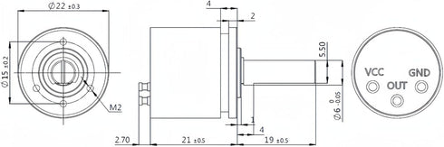 12-Bit Hall Angle Sensor, 0.088° Resolution, 360° Rotation, 0-5V Output, Durable Full-Circle Measurement