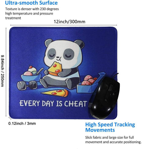 Cute Panda Mouse Pad, 12x10 Inches Office Gaming Anime Eating Pizza Mousepad