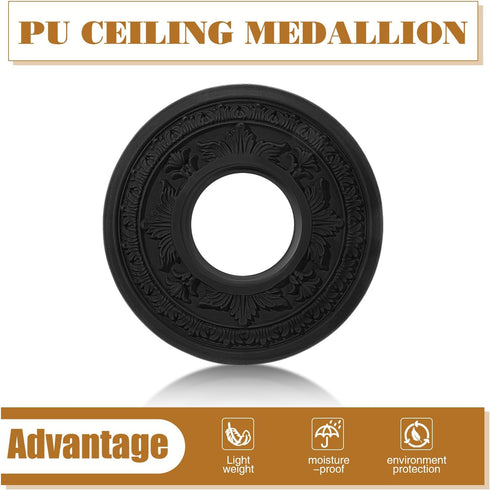 2 Pack 10" 3.5" Black Ceiling Medallion for Light Fixtures and Ceiling Fans Chandeliers Od x ID(Elegant)