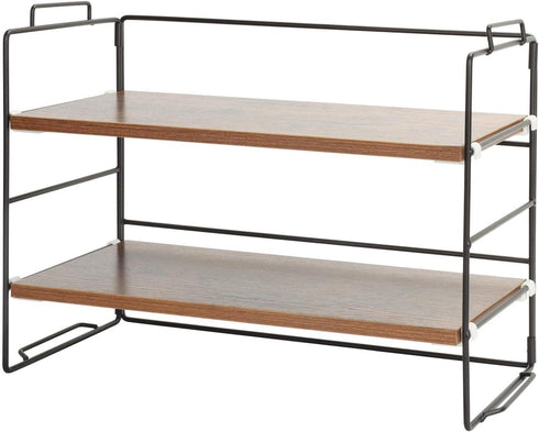 KATHY&BOB Wood Desk Shelf Organizer, 2-Tier Adjustable Stackable Storage Rack for Office, Kitchen, Bathroom,
