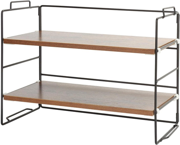 KATHY&BOB Wood Desk Shelf Organizer, 2-Tier Adjustable Stackable Storage Rack for Office, Kitchen, Bathroom,