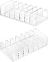 Hipiwe 2 Packs Clear Plastic Cash Tray Mail Organizer for Desk - 7 Slots Bill Divider Holder for Paper, Document, Makeup