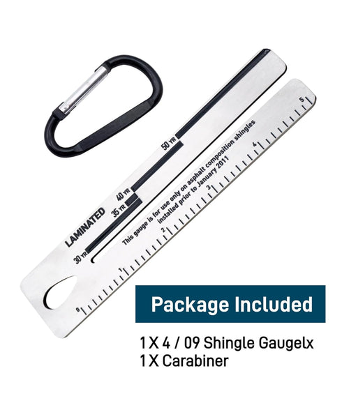 2 Pcs 4/09 Shingle Gauge Measuring Tool for Roof Pitch with Carabiner, Analyze Roof Tile Thickness