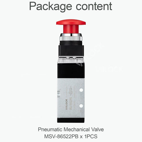 Pneumatic Mechanical Valve, 1/4” NPT 5 Way 2 Position Momentary Push Button Manual Control Air Valve
