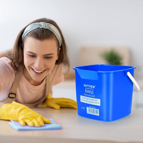 6 Pail,Set 3 Bucket,Incl.3Pcs Matthew Red&Green&Blue Detergent and Sanitizing Cleaning Bucket Quart Cleaning of Square