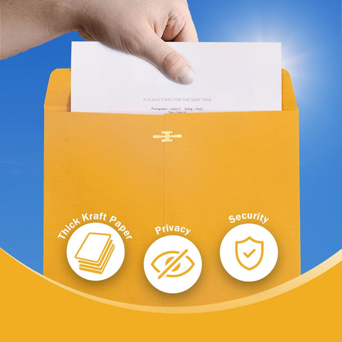 Clasp Envelopes 10x13, 100 Pack Goefun Manilla Envelopes, Heavy Kraft Paper, Brown Yellow Large Mailing