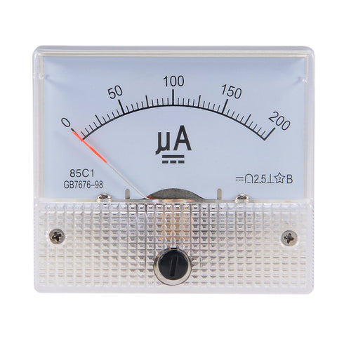 uxcell Analog Current Panel Meter, DC 0-200uA 5uA Scale Ammeter for Circuit Testing, Charging Battery Gauge, 1 Pack