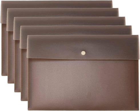 VANRA 5 Pieces A4 Envelopes Folders, Document Organizer with Snap Button Closure, A4 Letter Size, Brown