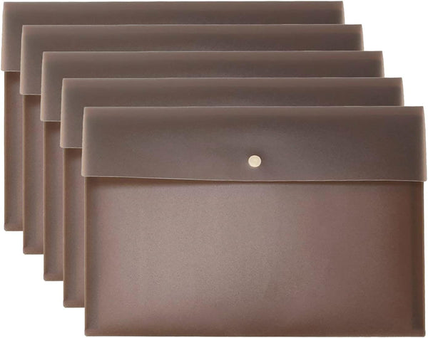 VANRA 5 Pieces A4 Envelopes Folders, Document Organizer with Snap Button Closure, A4 Letter Size, Brown