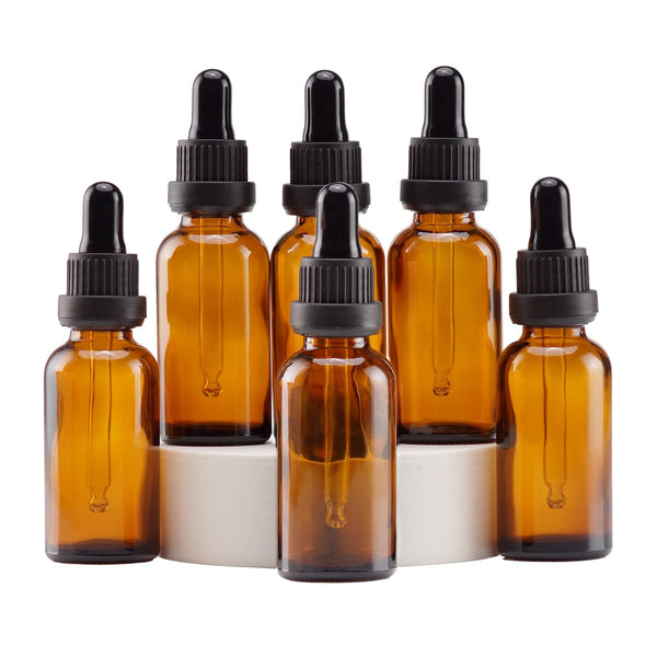 YIZHAO Amber Glass Dropper Bottle, 1oz, Tincture Bottles with Dropper for Essential Oils, 6 Pcs