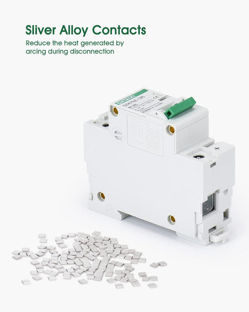 12V-110V DC Miniature Circuit Breaker, 125 Amp 1 Pole Battery Breaker Protector for Solar PV System and RV, DIN Rail