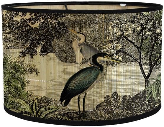 RCFINE Lampshade E27 Vintage Bamboo Lampshade Flower Pattern Lantern Shade Cover Light Accessory