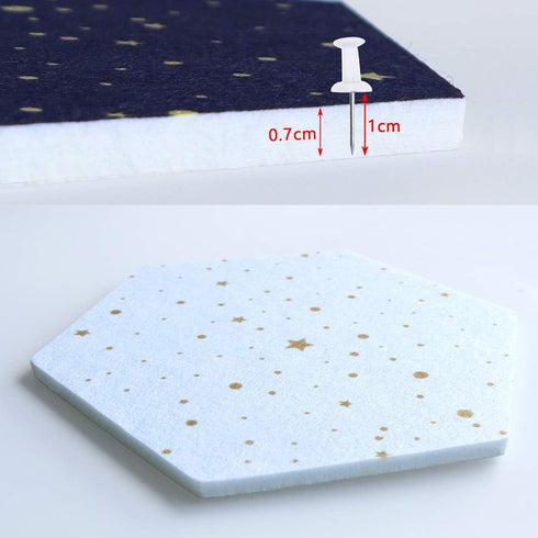 Felt Hexagon Bulletin Board, Pack of 8 Notice Boards with 20 Push Pins, Felt Wall Tiles for Photos Memos