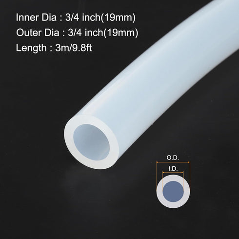 10ft 12.7mm(1/2") ID x 19mm(3/4") OD Silicone Tubing Clear Industrial Plastic Tubing Pure Silicone Hoses for Pump Siphoning Draining Irrigation Brewing