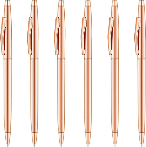 Unibene Slim Metallic Retractable Ballpoint Pens, Rose Gold, Nice Gift for Wedding, Business, Office, Students,