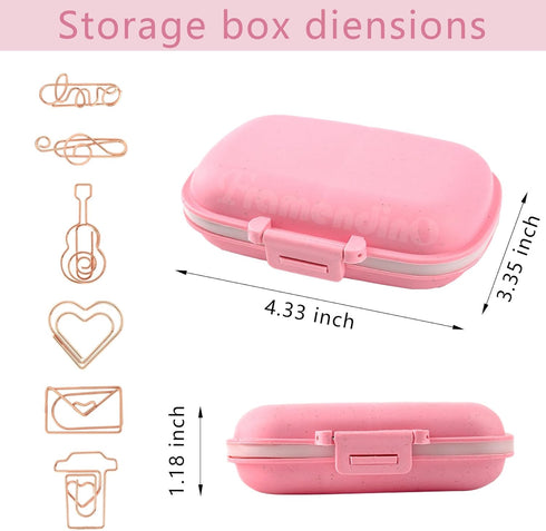 Framendino 30 Pack Rose Gold Cute Assorted Sizes Small Paper Clips, Index Card Binder Clip with Fun Storage Box